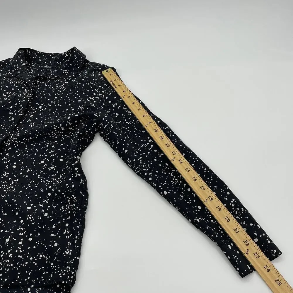 Sunday Best Black and White Splatter Button-Up Blouse